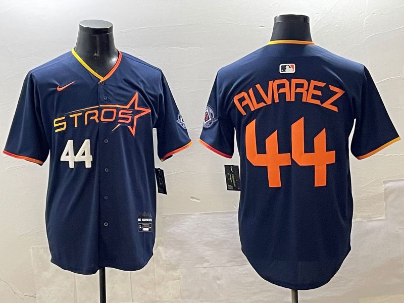 Men Houston Astros 44 Alvarez Drak Blue Three generations Joint Name 2025 Nike MLB Jersey style 7